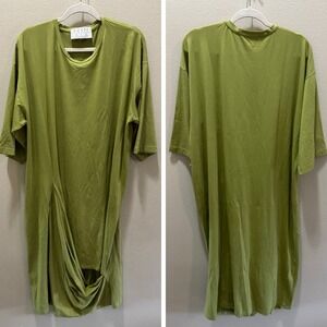 HOUSE of VERY ISLANDS Oversized Tunic Dress Green Organic Cotton Small (1340)‎